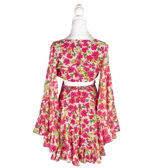 Mac Duggal Floral Printed Short Bell Dress 2 Pink NWT - Picture 7 of 12